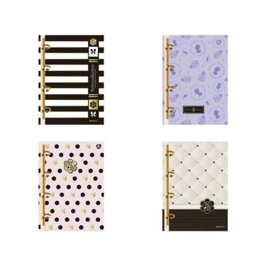 Imagem de Caderno Animativa Capa Dura com Argolas Douradas 160 Folhas Estampadas