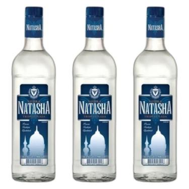 Imagem de Kit 03 Vodka Nacional Natasha Tri Destilada 900ml