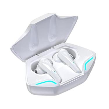 Imagem de Fones de ouvido Bluetooth, sem fio, Bluetooth, estéreo, graves esportivos, fones de ouvido sem fio, Bluetooth 5.0, redução de ruído para trabalho, academia, jogos - branco