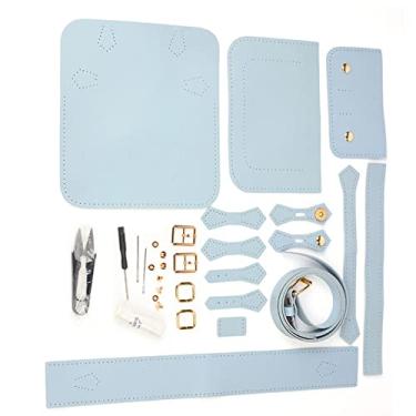 Imagem de DIY Pré-cortada Bolsa de de Couro Kit Completo Tote Bolsa Crossbody Tricô Couro Suprimentos , azul