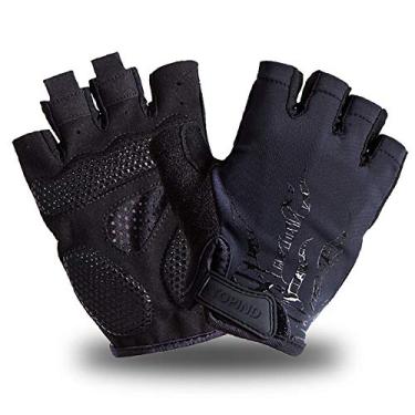 Imagem de TOPIND Luvas de mountain bike para homens e mulheres, luvas de bicicleta suja, meio dedo com almofada de gel, absorção de choque, antiderrapante, luvas de ciclismo respiráveis (preta, G)