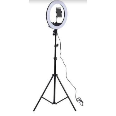 Imagem de Kit Completo Anel Luz 35cm Com Tripé Dimmer Youtuber Selfie Pro + suporte celular