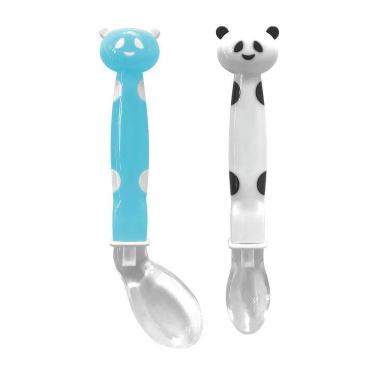 Imagem de Kit 2 Colheres Silicone Buba Azul Panda + 6 Meses