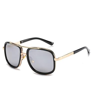 Imagem de Fashion Big Frame Sunglasses Men Square Metal Sun Glasses Women Retro Sun Glasses Vintage,8 Black,Silver,china