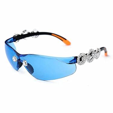 Imagem de Diamond Rimless Sunglasses Women Men Rhinestone Sunglasses Goggle Eyeglasses Shades Luxury Designer Sun Glass,2 blue,china