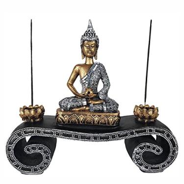 Imagem de Buda Hindu Tailandês Aparador Altar Decorativo com Castiçal grande