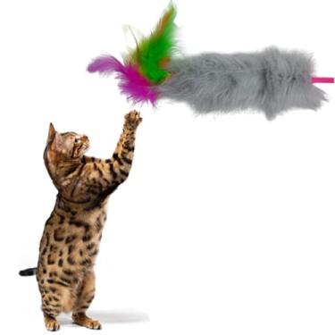 Imagem de Brinquedo Varinha para Gato Penas Peludinhas (Cinza)