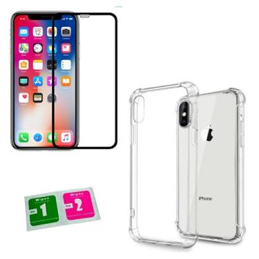 Imagem de Kit Capa Antishock + Película Vidro 9D Compatível iPhone X 5.8"