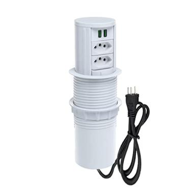 Imagem de Torre De Tomada Totem Slim Manual 2 Tomadas 10A 2 USB 4.9A COR:BRANCO