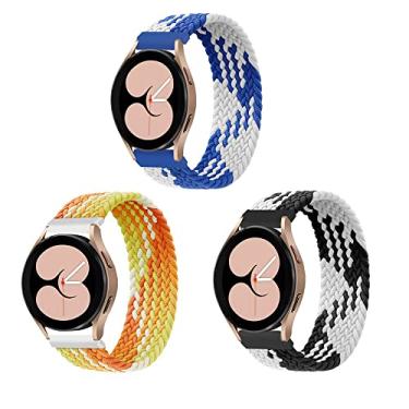 Imagem de ALMNVO 3 pacotes 22mm elástica Solo Loop Nylon Pulseiras para Samsung Galaxy Watch Band 46mm/3 45mm/Gear S3 Classic/S3 Frontier Bandas,Trançada Replacement Sport Wristbands,22mm-XXS