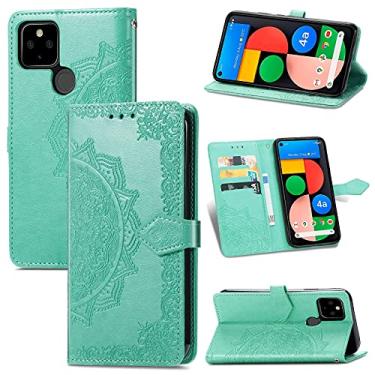 Imagem de YUNCHAO Caixa de telefone Para o Google Pixel 5A Mandala Flor Flor Flip Caso Flip Horizontal com suporte/cartolina/carteira/cordão capa para celular