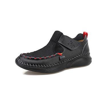 Imagem de Bestgift Sandálias masculinas primavera verão Sapatos casuais de malha respirável Sapatos de tamanho grande ao ar livre Preto 44.5