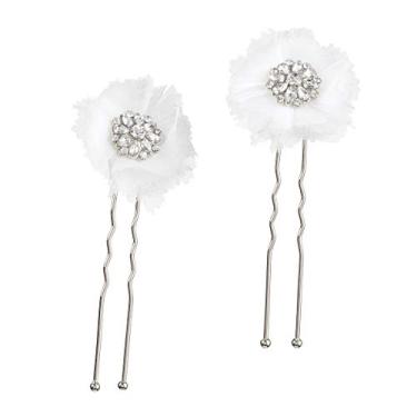 Imagem de Darice David Tutera, Flor de Prata com Strass e Pinos de Cabelo para Noiva, 2 Peças
