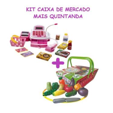 Imagem de Kit Brinquedo Infantil Caixa E Cesta Feira Legumes Organicos - Big Sta