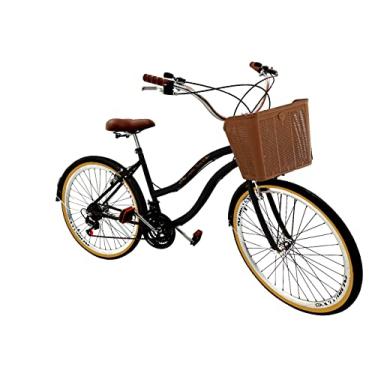 Imagem de Bicicleta Vintage Retrô aro 26 com cestinha18 Marchas Preto