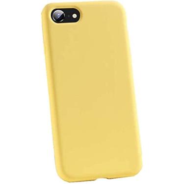 Imagem de KKFAUS Capa de silicone líquido para Apple iPhone SE3 (2022) 4,7 polegadas, capa traseira macia à prova de choque [proteção de tela e câmera], roxo (cor: amarelo)