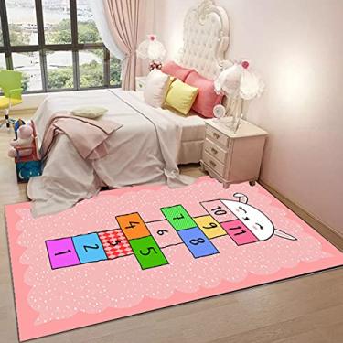 Imagem de jia cool, Tapete de desenho animado, princesa e castelo para decoração de sala de estar, tapete antiderrapante para jogos para quarto, crianças, tapetes de brincar de berçário (casa de coelho de 100 x 199 cm)
