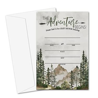 Imagem de Cartões de convite para chá de bebê, The Adventure Begins Fill In Convites, 25 cartões e envelopes – (bb003-yaoqing)