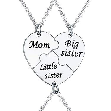 Imagem de Conjunto de 3 peças de colares YEEQIN Mom Big Sister Little Sister Mom Mother Daughters combinando coração conjunto de joias