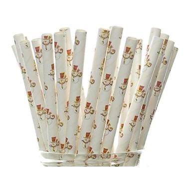 Imagem de Canudos de boneco de neve (pacote com 25) – Canudos foscos para bonecos de neve, artigos de festa de férias de inverno na neve, canudos de papel para decoração de mesa de Natal, canudos de presente para guardar meias