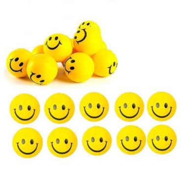 Imagem de Kit 10 Bolinhas Amarela Smile Massagem Apertar Anti Stress - Mb