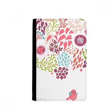 Imagem de Porta-passaporte de cor sólida flores desenho plantas pássaros porta-passaporte Notecase Burse carteira capa porta-cartão, Multicolor