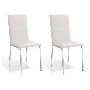 Imagem de Cadeira de Cozinha Amsterdã 2C091 Kit 2 Un Cromado/Courano Branco - Kappesberg