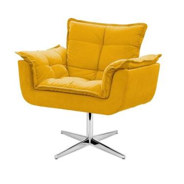 Imagem de Cadeira Decorativa Opala Amarela Base Giratória - Rg Poltronas