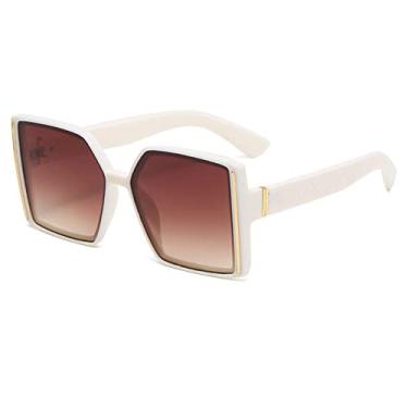 Imagem de Óculos de sol quadrados para mulheres, homens, moda, verde, gradiente, óculos de sol masculinos, óculos de direção UV400, branco, marrom, tamanho único