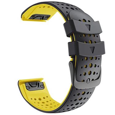 Imagem de HAZELS Pulseira de silicone esportiva pulseira de pulso para Garmin Fenix 7 6 6 Pro Fenix 5 Forerunner 935 945 EasyFit liberação rápida 22mm pulseira (cor: preto amarelo, tamanho: 22mmFenix 6 Pro)