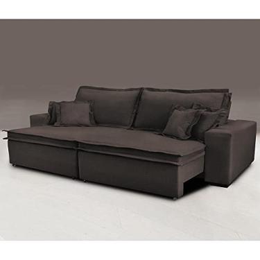 Imagem de Sofa Retrátil e Reclinável com Molas Cama Inbox Premium 3,12m tecido em linho Marrom