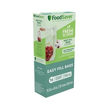Imagem de FoodSaver Sacos de selador a vácuo de 1 litro de fácil enchimento | Grau comercial e reutilizável | 16 unidades, transparente
