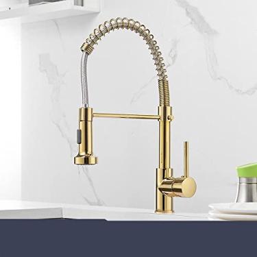Imagem de Torneiras de cozinha torneiras de latão para pia de cozinha monocomando retrátil mola bico misturadores torneira quente água fria guindaste, G
