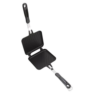 Imagem de Sanduicheira Quente,Frigideira Antiaderente Para Queijo Grelhado, Frigideira Removível Antiaderente Dupla Para Aquecimento De Alumínio Com Alça, Para Cozinha Interna E Externa, Café Da Manhã, Fritar