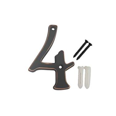 Imagem de QCAA Casa tradicional de latão maciço pesado número 4, 10 cm, bronze veneziano, 1 pacote