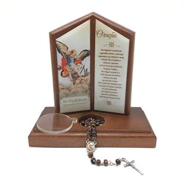 Imagem de Oração de Mesa com Porta Terço São Miguel Arcanjo