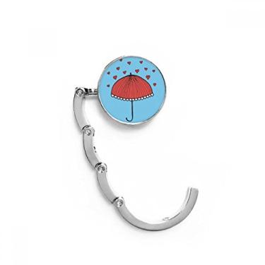 Imagem de Guarda-chuva de renda vermelha com gancho de mesa com fecho decorativo e gancho dobrável