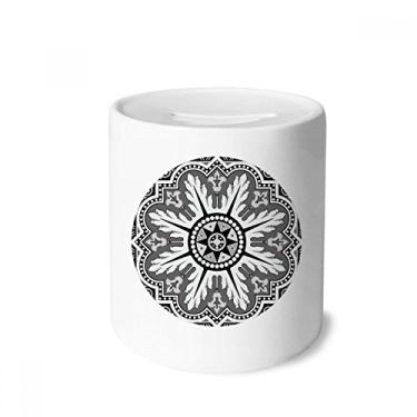 Imagem de DIYthinker Caixa de dinheiro preta branca estilo árabe caixa de cerâmica porta-moedas presente de cofrinho