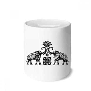 Imagem de DIYthinker Pinte elefante amigo duas caixas de cerâmica porta-moedas porta-moedas presente