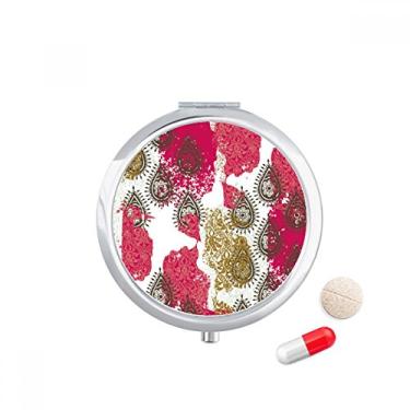 Imagem de Caixa de comprimidos com estampa abstrata e folha de flor amarela vermelha, caixa de armazenamento de medicamentos