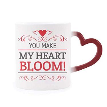 Imagem de You Make My Heart Bloom Caneca sensível ao calor dos namorados Caneca vermelha que muda de cor