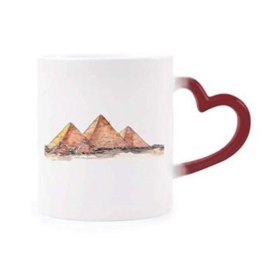 Imagem de Caneca Egito Pirâmide de Gaza Sensível ao Calor Caneca de Grés Mudança de Cor Vermelha
