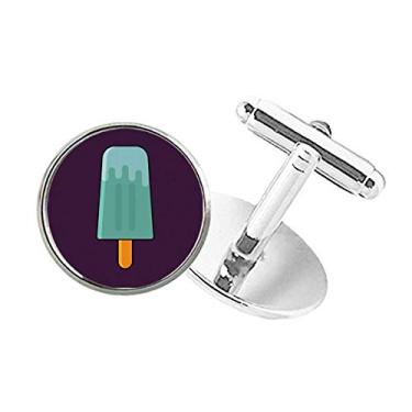 Imagem de DIYthinker Abotoaduras com clipe de botão redondo para picolé, sorvete e sorvete verde azul