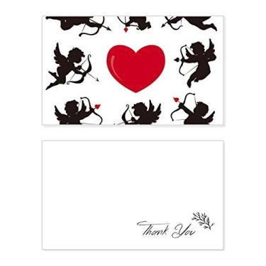 Imagem de Anjo do Cupido Padrão de Cominação de Coração Vermelho Cartão de Agradecimento Aniversário Aniversário Recebimento Casamento Agradecimento