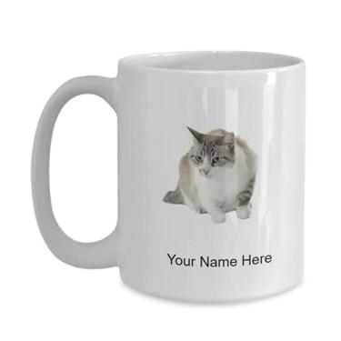 Imagem de Caneca personalizada de gato siamês - Xícara de café de gato siamês - Ideia para amantes de gatos siameses - Caneca de café de 425 g
