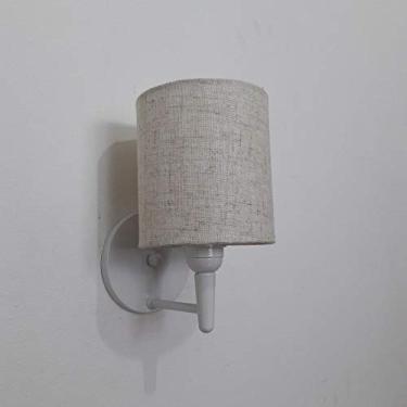 Imagem de Lustre Arandela Cilíndrica Cúpula Tecido 14x15 cm, Vivare Iluminação, Arandela Parede2009 BRRST, Branco, Pequeno