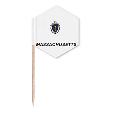 Imagem de Bandeira de Massachusetts com perfil de palito de dentes, bandeiras de cupcake, festas comemorativas