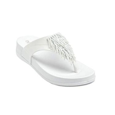 Imagem de REDVOLUTION sandália feminina com strass plataforma macia palmilha entressola moderna chinelo, Chandelier (White), 9