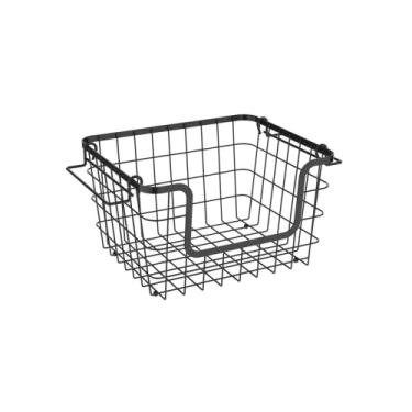 Imagem de Cesto Organizador de Aço Carbono Empilhável Metalla Preto 32X25X19CM
