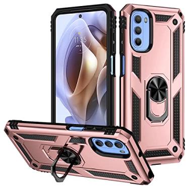 Imagem de Capa para Motorola Moto Edge 20 5G / 4G Capinha com protetor de tela de vidro temperado [2 Pack], Case para telefone de proteção militar com suporte para Moto Edge 20 -pink